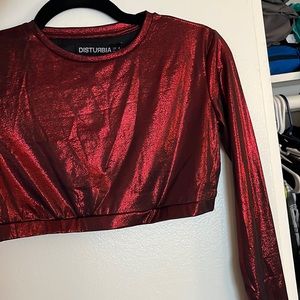 Red metallic crop top